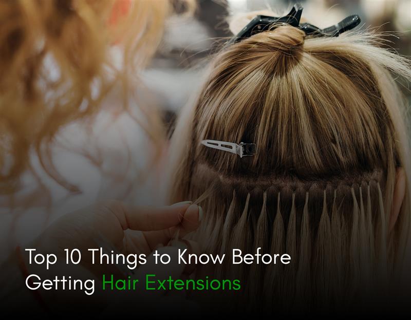 Stylist installing blonde hair extensions on a client in salon – key things to know before getting hair extensions